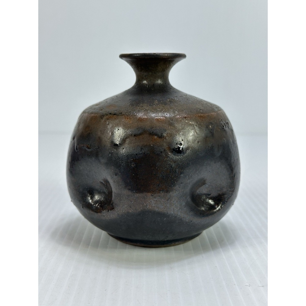 Vintage Listed Artist John Moakley Studio Art Drip Glaze Vase Vessel Signed MCM